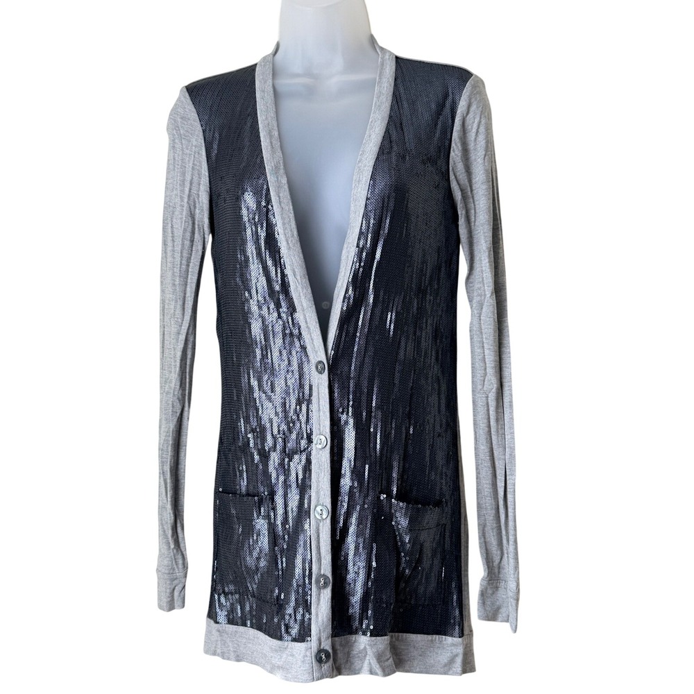 Diane von Furstenberg DVF Quiet Luxury Sequin Front Silk Blend Cardigan Sz S/P